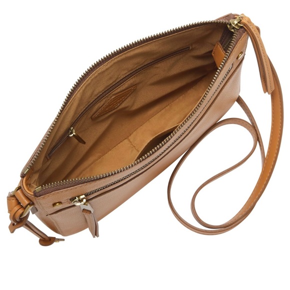 Fossil Farrah Leather Crossbody Bag Brown Like New - Picture 2 of 10